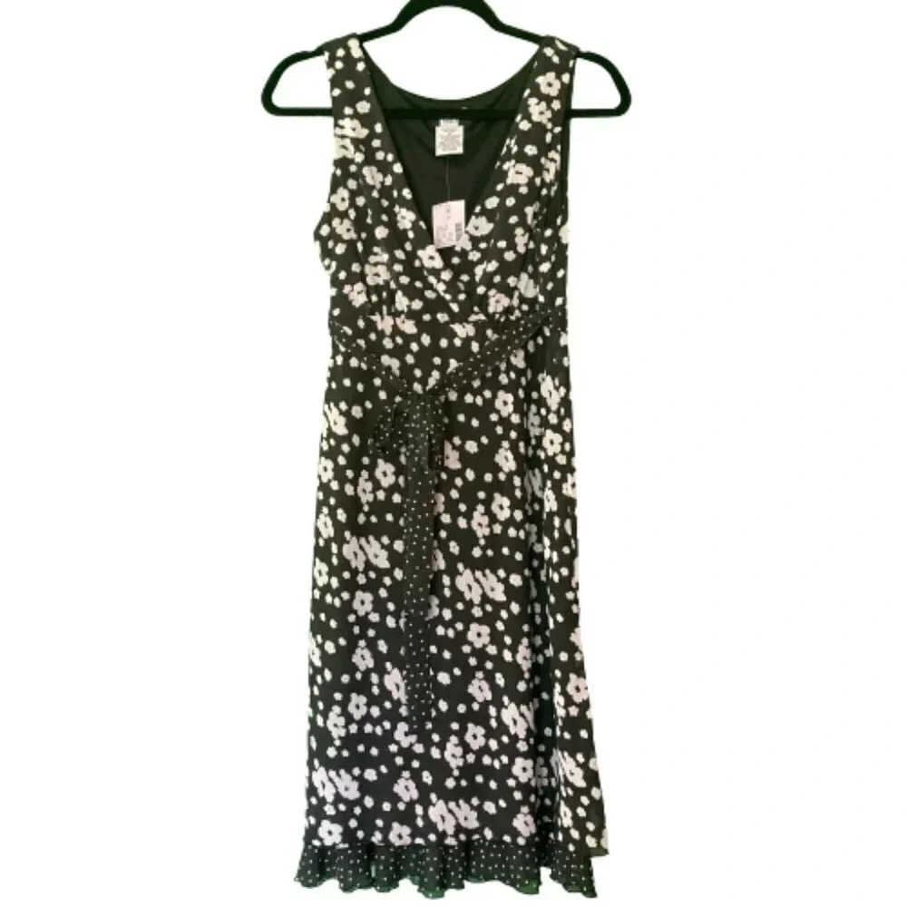 STUDIO 1940 Fashion Bug Black & White Floral Sleeveless Dress, Size 8, NWT